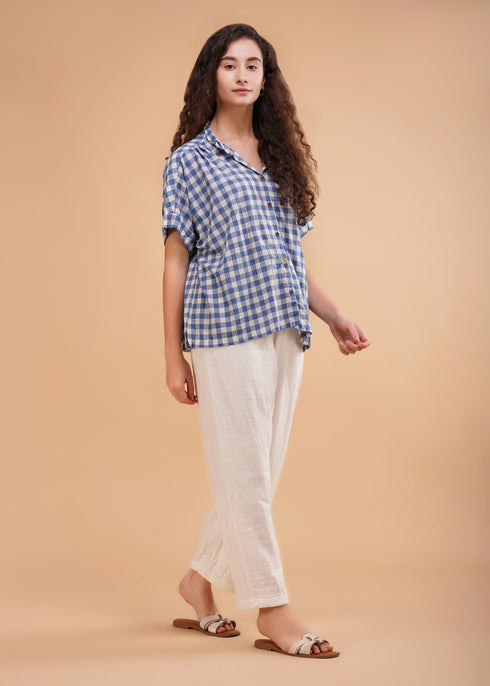 Women's Shirt Diu Blue Auto Check